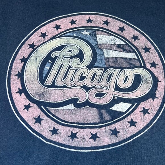 Chicago North American Tour Mens Medium 2021 Graphic T Shirt Blue Music Concert - Picture 7 of 11
